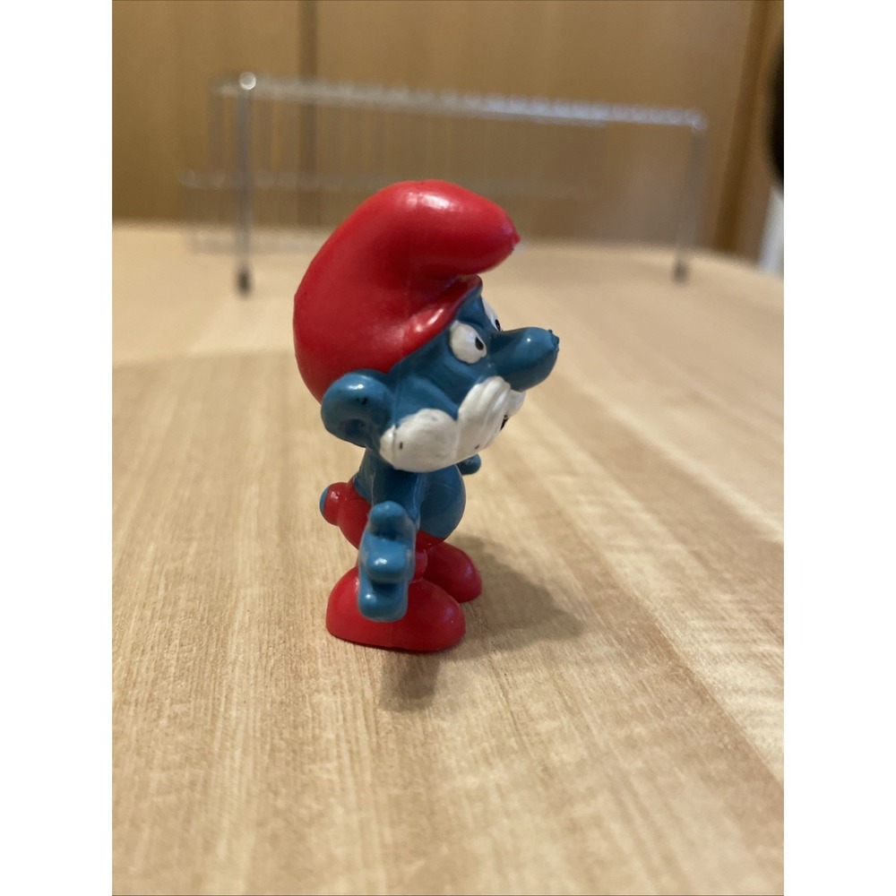 Vintage Schleich Papa Smurf PVC Figure 1989 Hong Kong Red Hat Smurfs 2" - Picture 4 of 6